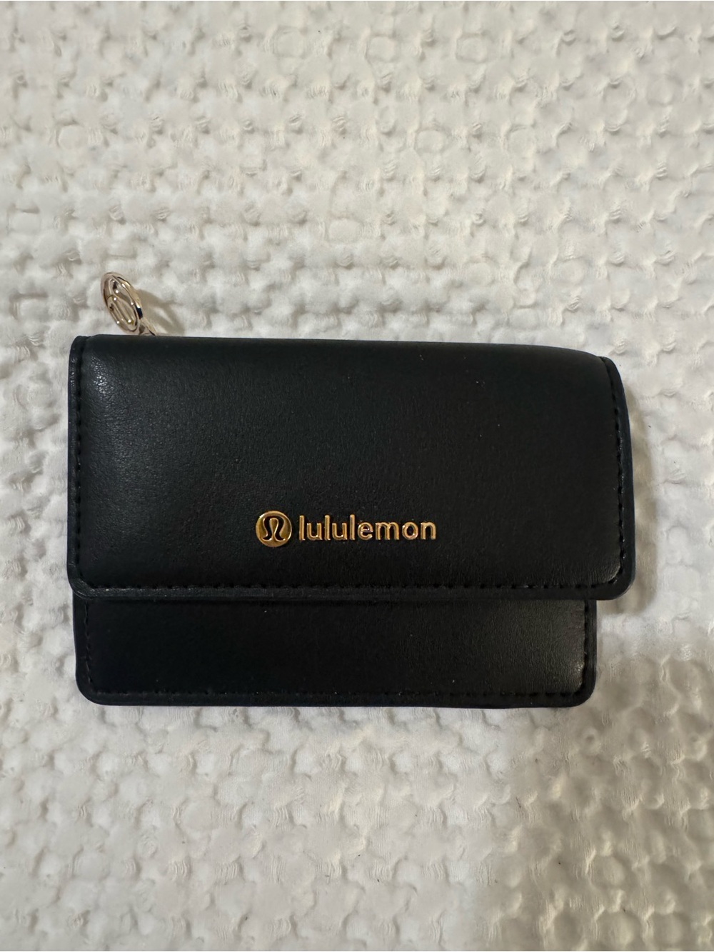 Lululemon Black Leather Card Wallet with Gold hardware